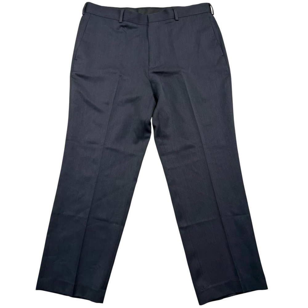 Perry Ellis Dress Pants Mens 38x29 Navy Premilux Hi-Twist Flat Front 41FB9002